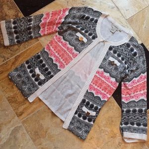 Aubergene Supersoft open print blazer/hook at neck